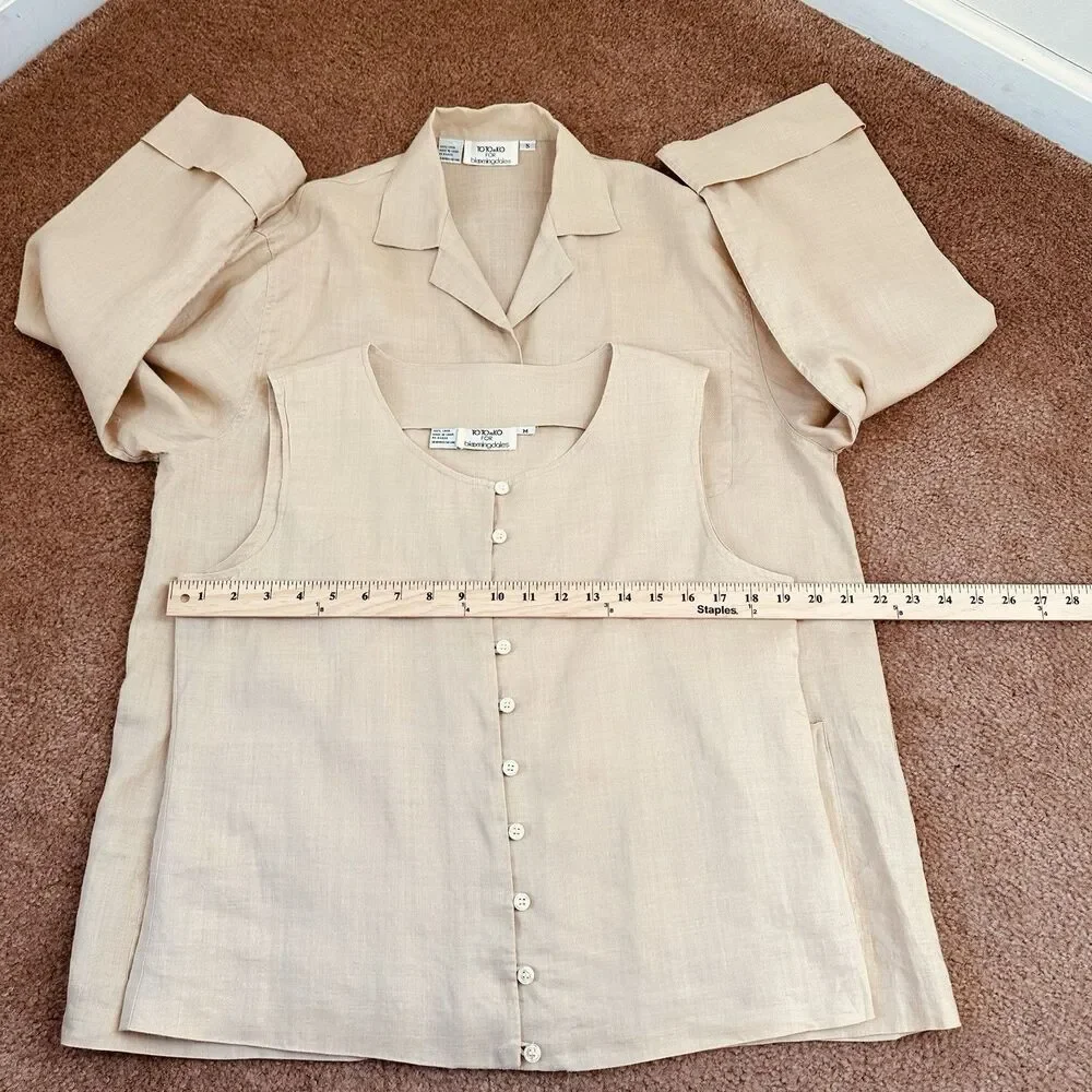TOTO n KO for Bloomingdale’s Linen 2Pc Set Jacket & Top S/M Neutral Minimalist - Picture 15 of 16